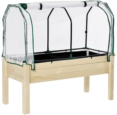 Grote Plantenbak - Verhoogd Tuinbed met Oprolbare Foliehoes & Drainagegaten - Bloembak - Plantenbed - Kweekbak - Moestuinbak - voor Buiten, Terras, Tuin & Balkon - voor Groenten, Bloemen & Kruiden - 121 x 55 x 117 cm