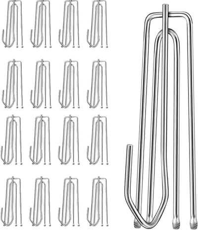 Verchroomde Gordijnhaken, Clip Haken voor Gordijnen, Ringen voor Gordijnen, Set van 40 Stuks, Duurzaam en Sterk
