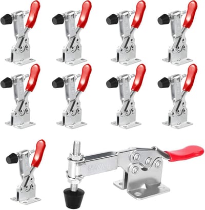 Kniehefboomspanner - Horizontale klem - Werkstuk opspannen - Instelbare rubberen drukpunten - 198 kg capaciteit - Zwart