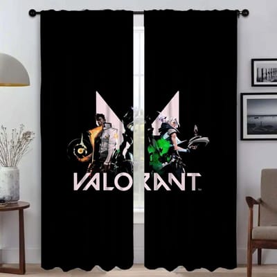Verduisterend Gordijn voor Kamer 2 Panelen Valorant Gordijnen Kinderkamer Scheidingswand Tule voor Slaapkamer Woninginterieur Gordijnen Woonkamer Keuken W50xH70cmx2pcs-CL