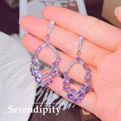 Boucles d'oreilles baroques en forme de goutte d'eau avec diamant violet lavande, nouvelles boucles d'oreilles élégantes de luxe en zircon violet avec tampon 925, cadeau de fête pour femme violet