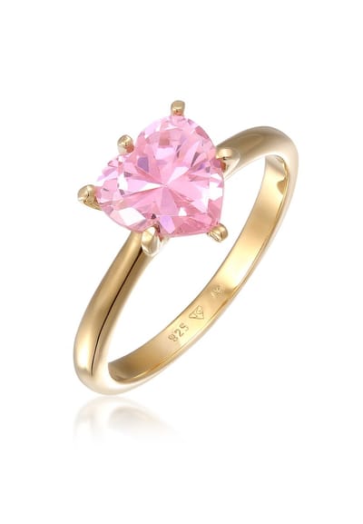 Elli - Ring - Dames Hart Eenzaam Verloving Liefde met Zirkonia Kristal in 925 Sterling Zilver - Dames