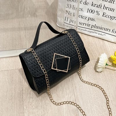 Sac pour femme Nouveau motif graines de melon Fermoir carré Chaîne Petit sac carré Décontracté Main gray