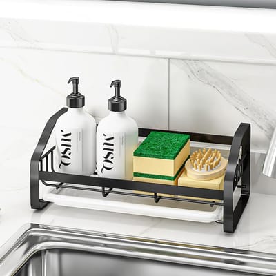 Roestvrij Stalen Spoelbakrek voor Keuken en Badkamer - Multifunctionele Organizer met Afneembare Afvoerbak