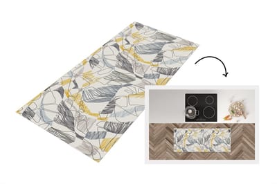 Keukenloper - Loper keuken - Line Art - Jungle - Patronen - Goud - 120x50 cm - Keukenloper vinyl