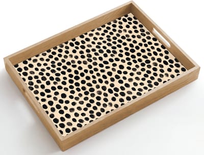 Dienblad hout 50x35 cm - Schootdienblad - Stippen - Patroon - Zwart - Borrelplank rechthoek - Plateau dienbladen