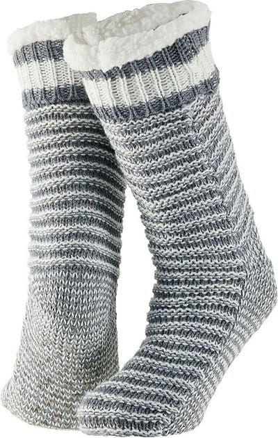Apollo huissokken/slofsokken - Dames - anti-slip - rib gebreide/fleece - grijs - one size - Slaapsokke