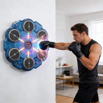 Muziek Boksmachine - Fitness Apparaat - Thuis Workout - 9 Snelheden Verlichting - 1.3 kg - Blauw