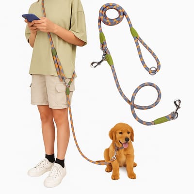 MAGICSHE Handsfree Hondenriem 2,5 Meter, Canicross Looplijn Hond - Nylon Touw - Crossbody Reflecterend Trainingslijn Oranje