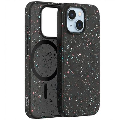 Coverzs Recycled Magsafe hoesje geschikt voor iPhone 15 - Magsafe telefoonhoesje - Glitter hoesje - Schokbestending