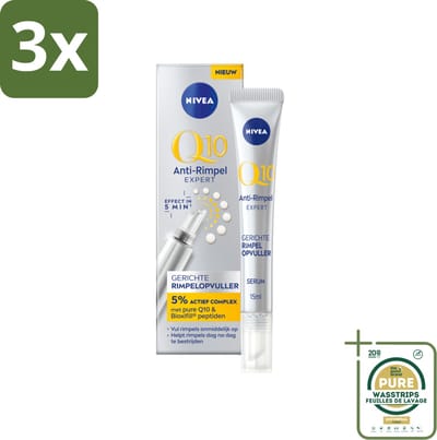 3 x NIVEA - Oogserum - Q10 Anti-Rimpel Expert - Rimpelopvuller - Voor rijpe huid - Met Q10 - 15 ml - Grootverpakking - Anti-aging Serum - Oogserum - Rimpelopvuller - Q10 Serum - Rimpelverlichting