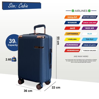 Harde koffer 55 x 36 x 22 cm PC koffer Bagage geschikt voor Easyjet, Ryanair