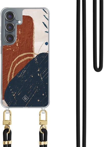Casimoda® hoesje met koord - Geschikt voor Samsung S25 - Abstract Terracotta - Afneembaar koord - TPU/polycarbonaat - Multi