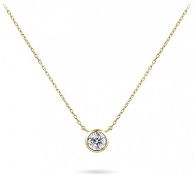 Gisser Jewels - Hanger incl. Ketting - Solitiare gezet met Zirkonia - Gladomzetting - 5mmØ - Lengte 38+4cm - 14 Karaat Geelgoud - VGN003-38+4 - Sieraad