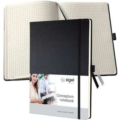 Sigel notitieboek - Conceptum Pure - A4 - zwart - hardcover - 194 pagina's - 80 grams - ruit - SI-CO111