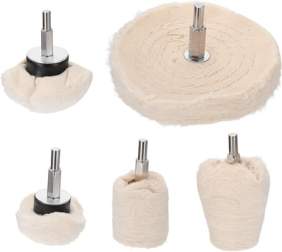 Polijstwielen Set - Katoenen Wielen - Oppervlakken Glanzend Maken - Voor Roterend Gereedschap - 5 Stuks - Wit
