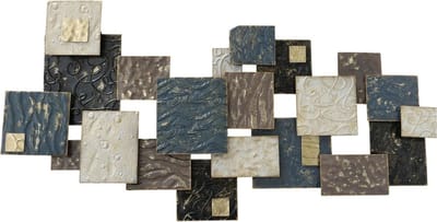 Wanddecoratie - Wandobject - Muurdecoratie - 130x60x6cm - Metaal - Goud - bruin - Beige - Grijs