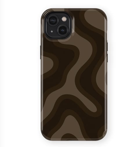 DripCase Curvy Lines Hoesje geschikt voor iPhone 14 Plus | Backcover met Mag | Design Tough Case geschikt voor iPhone 14 Plus Espresso Wave