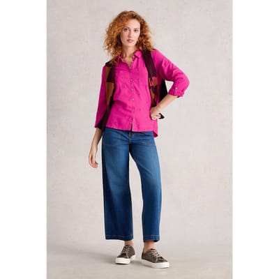 White Stuff Sophie Organic Cotton Shirt Bright Pink Taglia: 8 | Maglie a manica lunga Outlet | Donna | Rosa