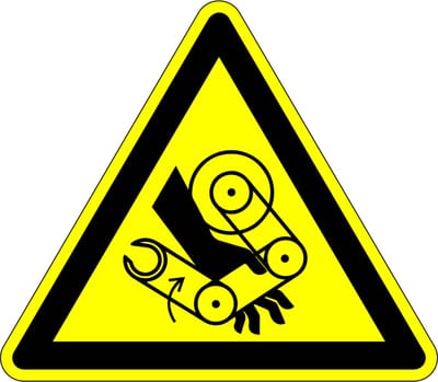 Pas op voor handbeklemming door robotarm sticker 25 mm - 10 stuks per kaart