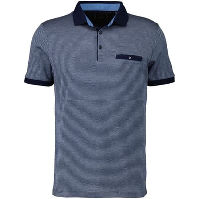 Ragman Jacquard Polo Mercerized Cotton Fine Structure Blue Sapphire / male