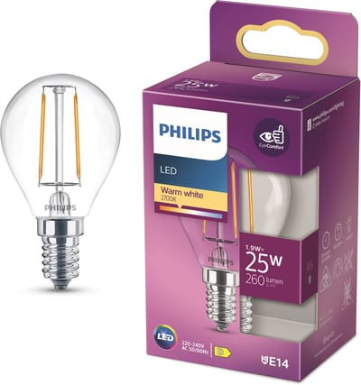 Philips LED Kogellamp Transparant - 25 W - E14 - warmwit licht