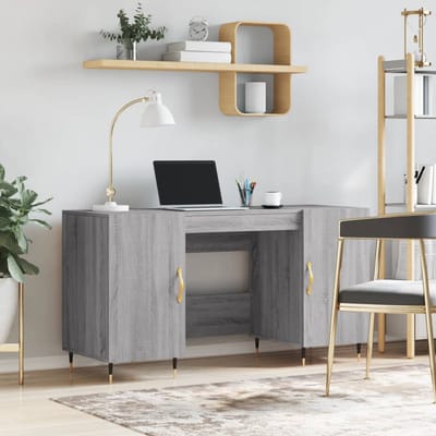 vidaXL - Bureau - 140x50x75 - cm - bewerkt - hout - grijs - sonoma - eikenkleurig