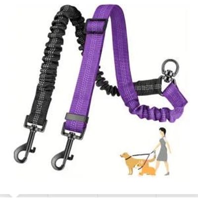 Attache de laisse double pour chien de 16 pieds de long - Laisse double pour l'éducation des chiens de petite à grande taille, sangle réglable, cordon élastique amortisseur