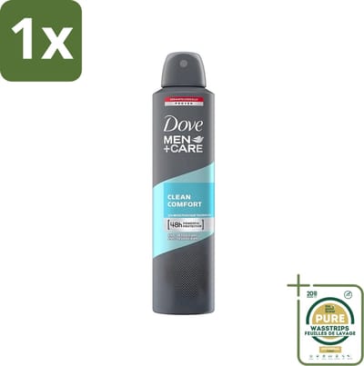 1 x Dove - Deodorant - Men Care Clean Comfort - Comfort en verzorging - 48 uur bescherming - 250 ml- Deodorant Voor Mannen - 48 Uur Bescherming - Huidverzorging - Zweet En Geur - Mannelijke Verzorging