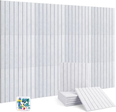 Groot vilt prikbord 48" x 36", set van 12 zelfklevende vilten borden voor de muur, incl. 30 punaises, decoratie voor kantoor, thuis, school en klaslokaal (zilvergrijs)