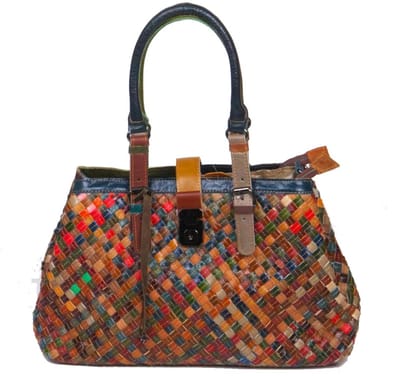 Viabologna Handtas Las Dalias Gevlochten gekleurd leer - multicolour