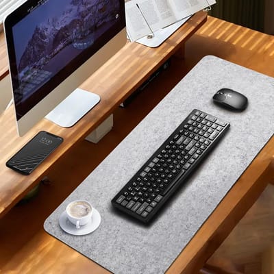 Grote Vilt Bureau Onderlegger 100 x 40 cm, Antislip, Geschikt voor Laptop, Muis en Toetsenbord, Geluiddempend en Warmtebestendig