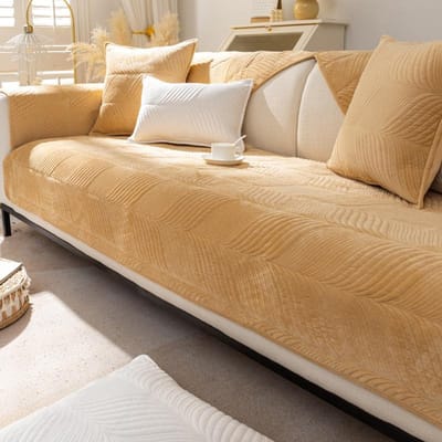 Vier seizoenen universele pluche antislip verdikte woonkamer bankhoes fluweel bankkussen armleuningen rugleuning handdoek bankhoes A 70x70cm 1pc beige