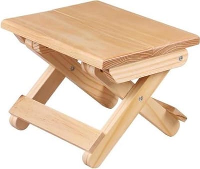 Vouwkruk - Klapkruk Hocker - Douche en Scheren - Gemonteerde Voetsteun - 24 x 19 x 17.8 cm - Houtkleur