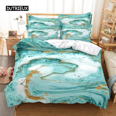 Collection de Literie Marbre Coloré Collection de Housse de Couette Literie 3D Impression Numérique Avec Linge de Lit Collection de Literie Taille Queen Design de Mode EU single(135x200cm)