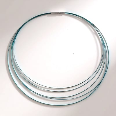 Cavill - Halsketting Roestvrij Staal met Sterling Zilver - Turquoise Accenten - 45 cm - Modern, Elegant, Meerlagig Design