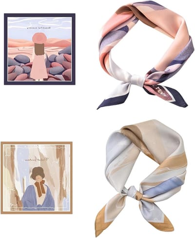 Elegante Vierkante Zijden Sjaals voor Vrouwen, Retro Stijl, Perfect voor Kantoor en Vrijetijd, 53 x 53 cm, Multicolor Accessoire voor Elke Outfit