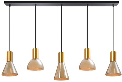 ETH Lisa Hanglamp zwart+brons 5xGU10 ex.bulb L120xW12xH2.5cm + 200cm kabel