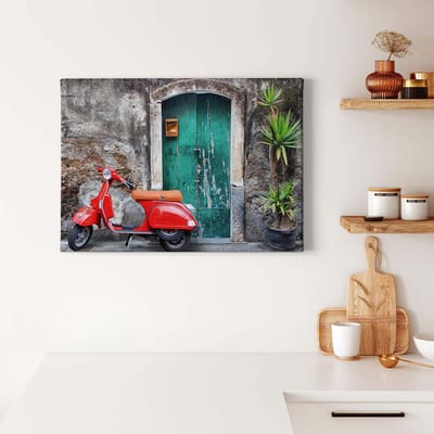 Canvas print DD123056 Red Scooter A.S. Création 0,7 x 0,5 m Kleurrijk Kantoor Hal/Gang Keuken Slaapkamer Woonkamer