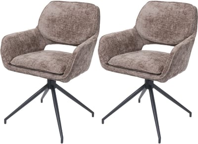 Set van 2 eetkamerstoelen MCW-N74, keukenstoel, draaibaar met terugloop, chenille stof (490g/m²) Oeko-Tex ~ bruin