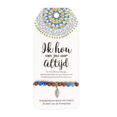 Vriendschapsarmband met sodaliet | Blauw | Ik hou van jou voor altijd