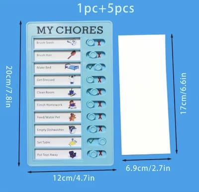 CHPN - To-Do-Bord - Klusjes bord voor Kinderen - Inclusief 5 Witte Kaarten - Checklist - Planbord - Blauw - Chores board - Klusjes afvinken