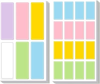 Stickers voor het labelen van kleine voorwerpen - 700 stuks zelfklevende naamstickers in verschillende kleuren voor pennen, linialen en meer (15 x 30 mm + 22 x 63 mm)