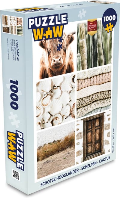 Puzzel Schotse hooglander - Schelpen - Cactus - Legpuzzel - Puzzel 1000 stukjes volwassenen