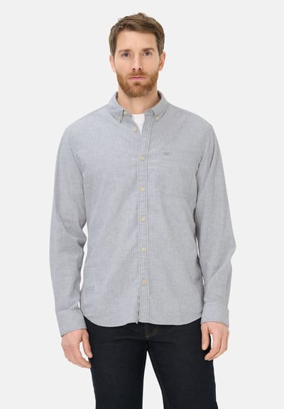 camel active Overhemd van linnenmix - Maat menswear-S - Stormblauw