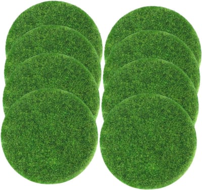 Nep Gras Matten - Miniatuur Gazon - Decoratief Gebruik - Set van 8 - 7.5 cm Rond - Groen