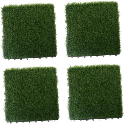 Kunstgras Tegels - Nep Gras - Tuin Decoratie - Onderhoudsvriendelijk - 4 Stuks - Groen