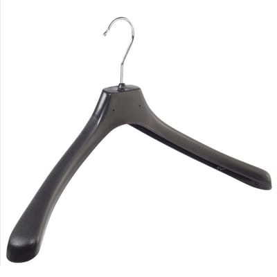 De Kledinghanger Gigant - Mantelhanger - Kostuumhanger - Jassenhanger - Volwassenen - LX50 - 50 Stuks - Kunststof - Zwart - Gebogen Model - Schouderverbreding 4,2 cm - 50 cm - Kledinghanger - Kleerhanger - LX-Serie (LX50_00/50)