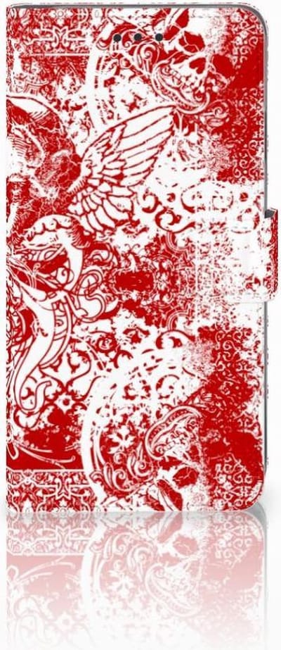 Telefoonhoesje met Naam Apple iPhone Xs Max Angel Skull Rood