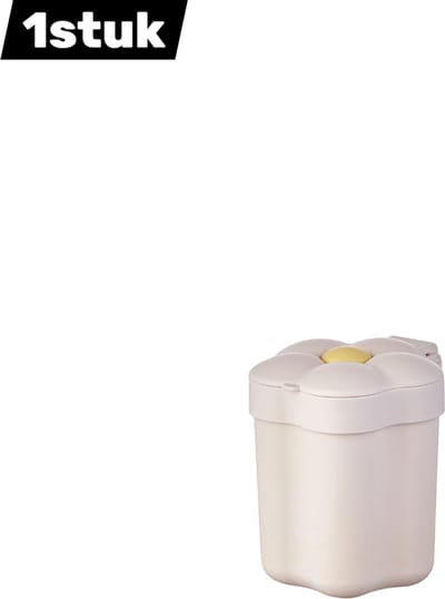 1 stuk - Mini-afvalbak - Prullenbak - Afvalbak met deksel - Kleine afvalbak - Geschikt voor slaapkamers en kantoren - Schattig - Zonnebloemmotief - Wit
